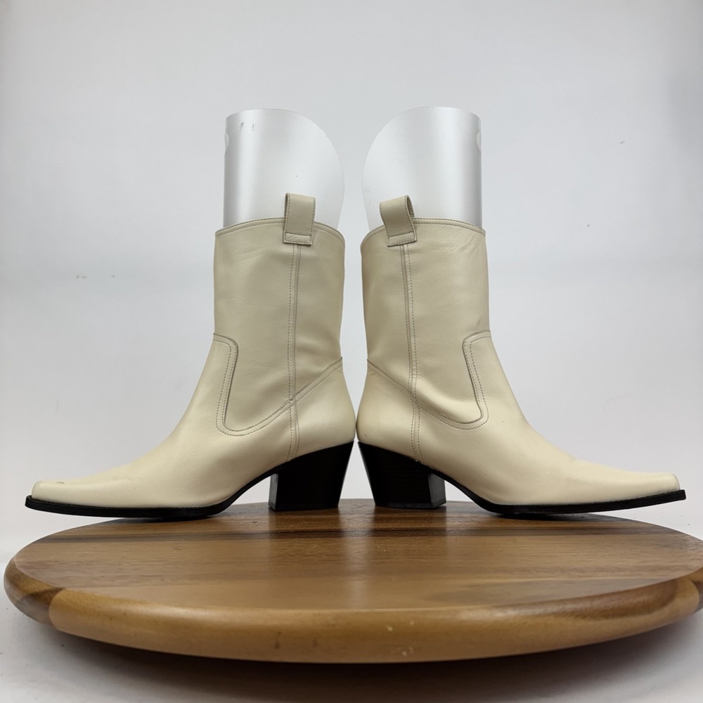 New Womens Staud June Boot In Leather Ivory Western Cowboy Boots Size 40 NWOB - Picture 5 of 8